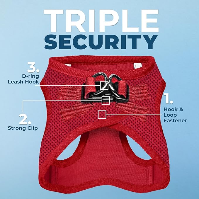Best Pet Supplies Voyager Step-in Air Harness - All Weather Mesh, Reflective, No Pull Harness for Dogs, Cats - Secure with Hook & Loop Fastener, Buckle, Double D-Rings - Red, L