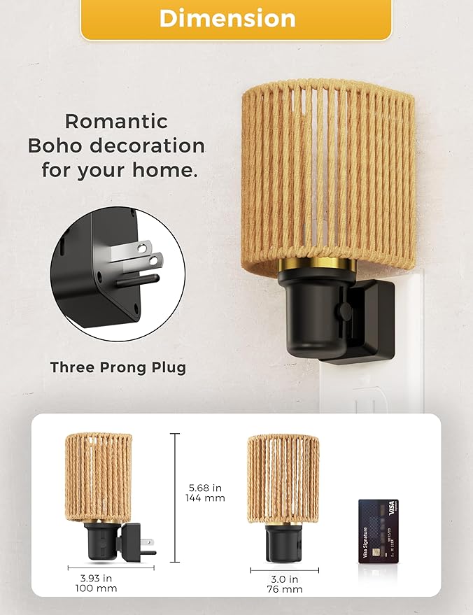 L LOHAS LED Night Lights Plug into Wall, Plug in Night Light, Bohemian Nightlight Dimmable with Light Sensor, 3000K, Boho Nightlights Farmhouse Decorative for Bedside Bedroom Bathroom Hallway, 2 Pack