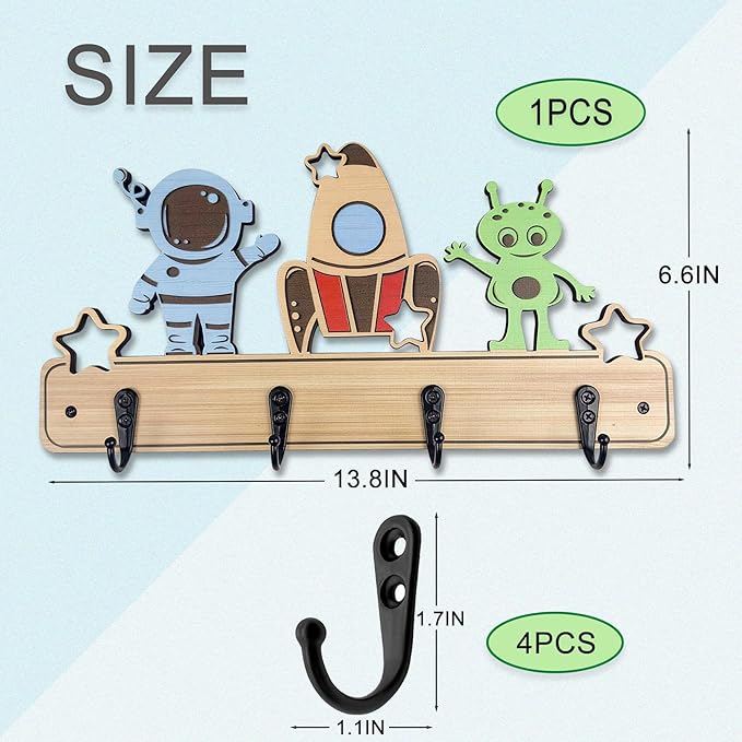 Dog Leash Holder for Wall Mount, Farmhouse Wooden Dog Claw Hooks, Paws Key Rack Accessories for Rustic Home Decor (Space)