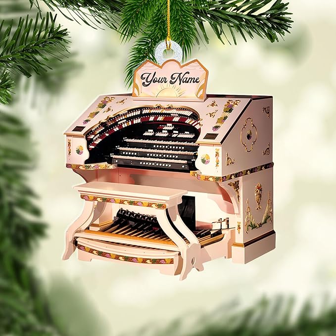 Mostefy Personalized Organ Christmas Ornament 2025, Custom Name Musical Instrument Holiday Decoration, Unique Pipe Organ Keepsake Gift for Musicians & Music Lovers (Organ3)
