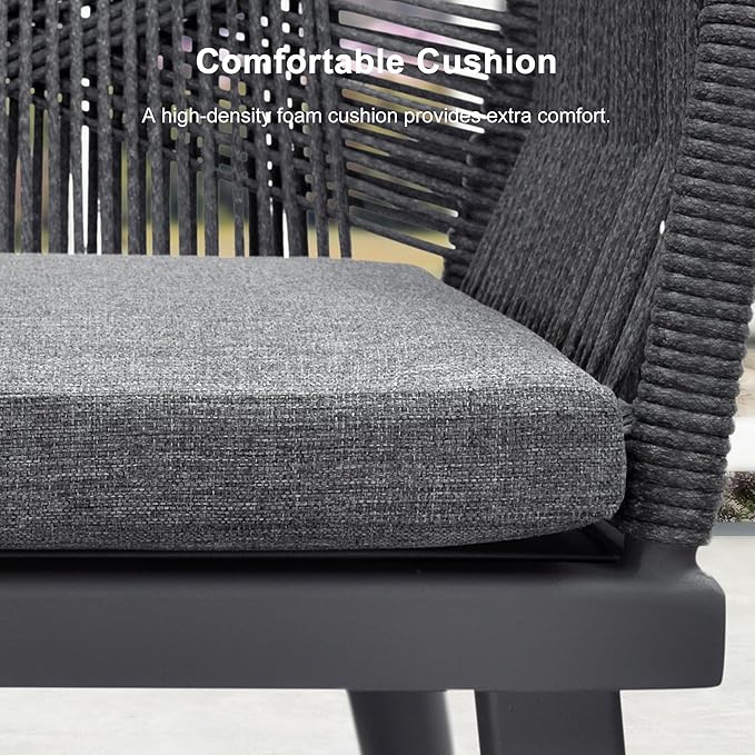 PURPLE LEAF Outdoor Patio Dining Set All-Weather PE Rattan Furniture Set with All Aluminum Frame Rectangular 7 Pieces Table and Chairs Set for 6 People Lawn Garden Backyard Deck, Grey