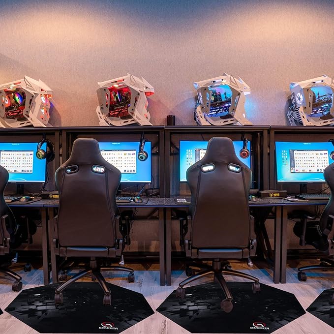 Office Chair Mat Gaming Chair Mat for Hardwood Floor Noise Cancelling Gaming Chair Mat Office Chair Octagon Carpeted Mat (Black-2)