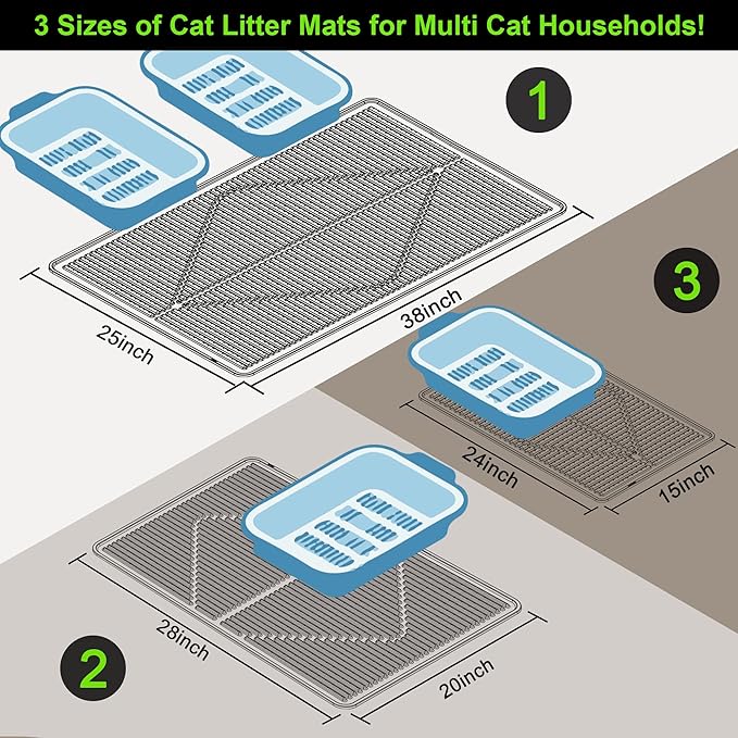 Mofason Cat Litter Mat XXL - Waterproof Kitty Litter Box mat for Floor - Extra Large Pet Trapping Litter Rug Pad - Silicone Cat Supplies & Accessories for Indoor Cats (38" x 25") -Brown