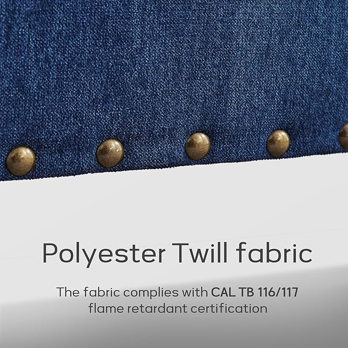 HUIMO 51-inch Storage Ottoman Bench with Removable Tray, Bedroom Bench with Button-Tufted, Safety Hinge Ottoman in Upholstered Fabrics, Large Long Bench for Living Room, Bedroom (Bule)