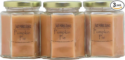 3 Pack - Pumpkin Pie Scented Blended Soy Candle | Hand Poured Fall Fragrance Candles | Made in The USA by Just Makes Scents