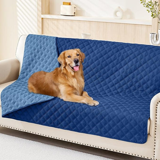 Smiry Waterproof Dog Blanket, Reversible Dog Bed Cover Pet Blanket, Soft Pet Couch Covers for Sofa Washable, Bed Couch Sofa Furniture Protector for Puppy Cat Kids (52"x82", Navy/Blue)