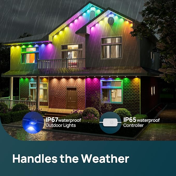 Linkind Permanent Outdoor Lights HP5,Smart AI RGBTW 150ft Christmas Lights, 85 Scenes Modes for Daily Holiday Christmas Decorations,IP67 Waterproof, Compatible with Alexa,Google Assistant