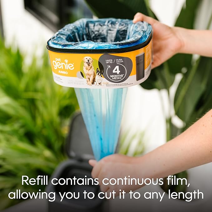 Pail | Dog Waste Disposal System for Odor Control with 1 Starter Refill (14ft) + 1 Pet Genie Jumbo Refill (28ft) Bundle