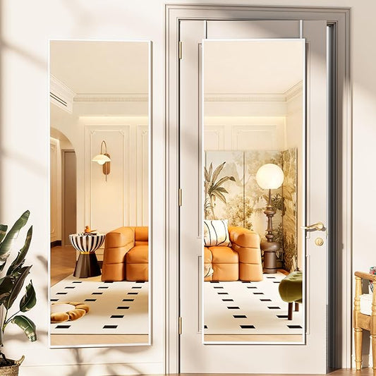 Hasipu Door Mirror Full Length, 56 x 16 Inch Full Body Wall Mirror Over The Door Hanging Mirror for Bedroom, Living Room, Cloakroom