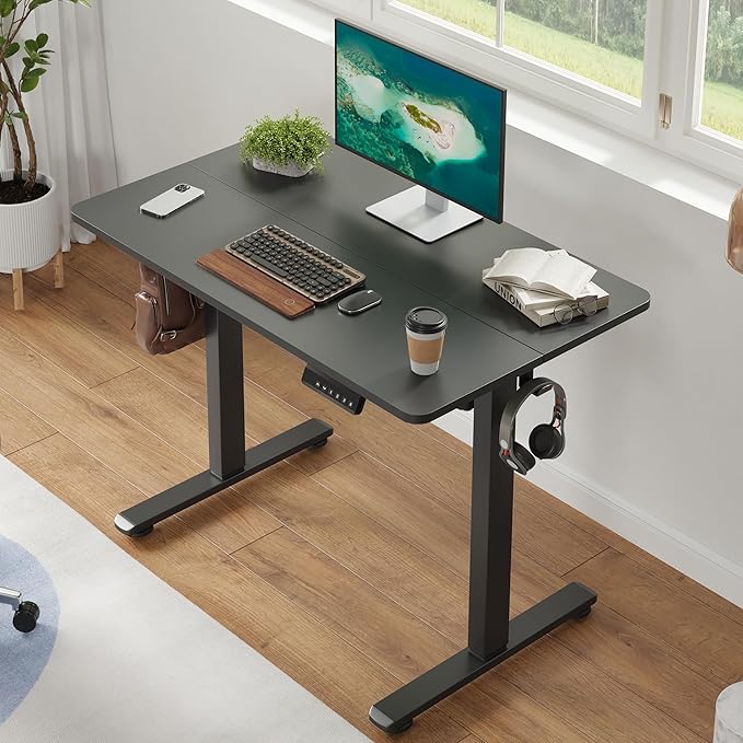 Casaphoria 40 x 24 inches Electric Standing Desk, Sit to Stand Desk with Memory Height Adjustment, Home Office Computer Desk for Writing and Games, Black