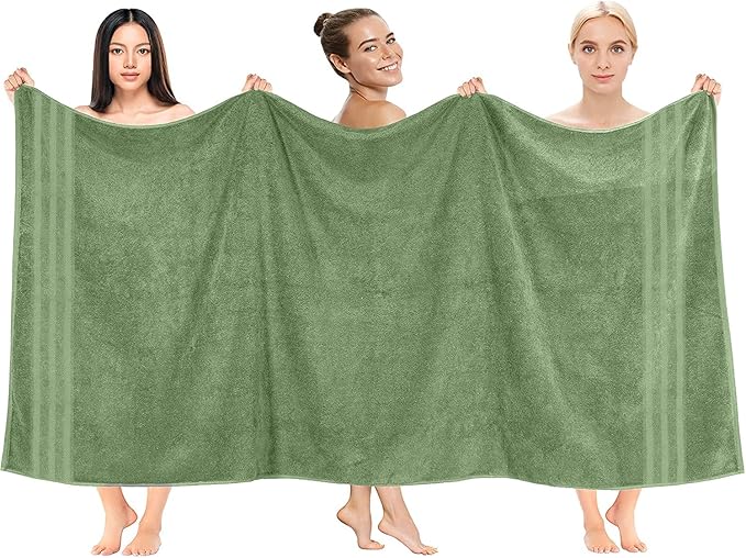 DAN RIVER 2 Pack Luxury Bath Sheets 35x70, 600 GSM, Soft & Quick Dry 100% Ring Spun Cotton Towels Ideal for Hotels, Spas, Gyms & Salons Extra Large, Sage Green