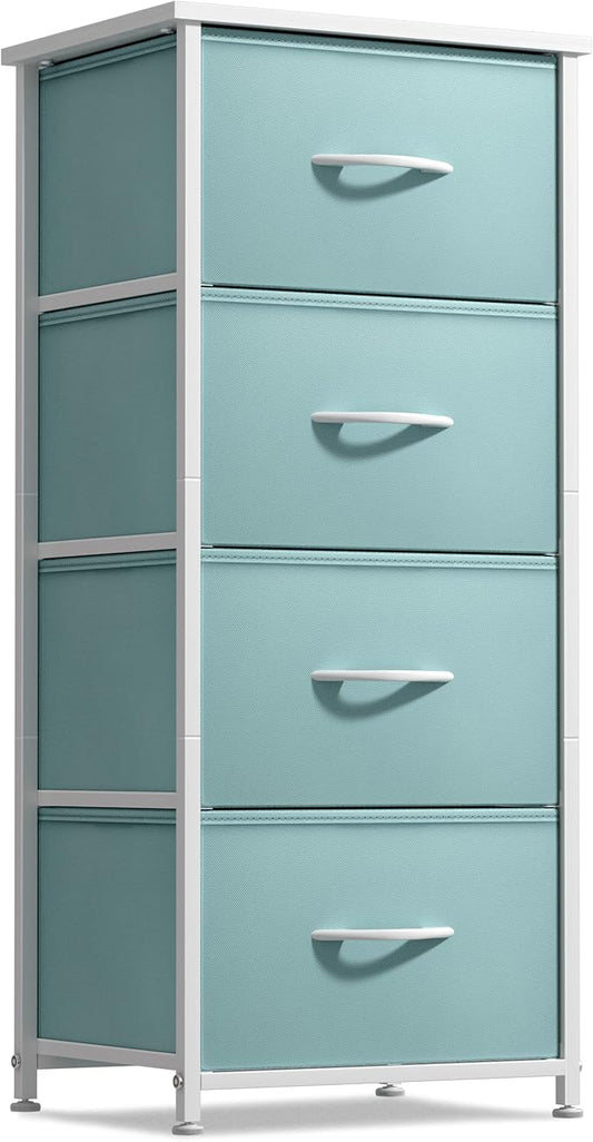 Sorbus Dresser Storage Tower, Organizer Drawers for Closet Boys & Girls Bedroom, Bedside Furniture, Chest for Home, College Dorm, Steel Frame, Wood Top, Fabric Bins(Aqua)