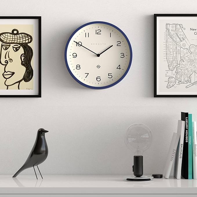 NEWGATE® Number Four Echo Wall Clock | Modern Round Clock | 30cm | Midnight Blue | Easy to Read Numbers | Ideal for Kitchen, Living Room or Office