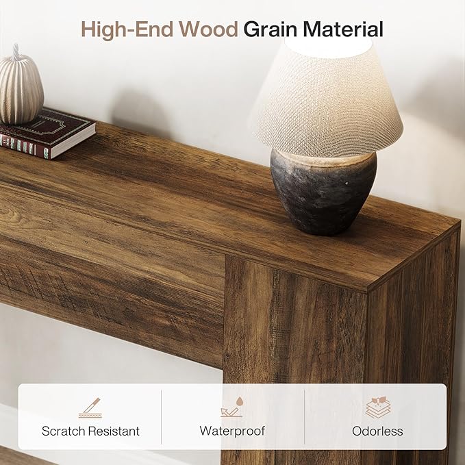 Tribesigns 71-Inch Long Console Table for Entryway, Farmhouse Sofa Console Behind Couch, Entry Table for Hallway, Foyer, Living Room, Brown