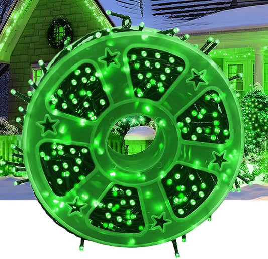 Kwaiffeo Green String Lights: 500LED 164FT 8 Modes Green Lights for Christmas Halloween Alien Decorations Outdoor Indoor