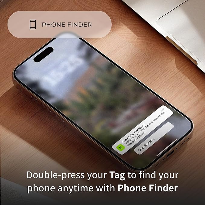 Pebblebee Universal Tag - Rechargeable Mini Item Tracker - Alternative to Air Tag & Android - 8-Month Battery Life - Works with Both Android & iOS Find My App - LED & Sound Alerts