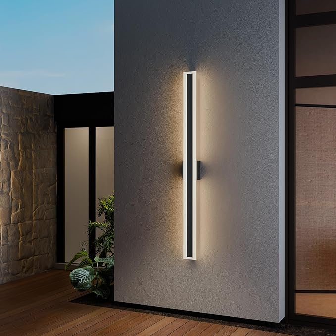 LamQee 47.2 Inch Long Outdoor Wall Lights Modern Exterior Lighting Fixtures for House, Waterproof 3000K 38W 1900LM LED Linear Outdoor Wall Sconces Lighting for Porch Patio Garage Door Yard Indoor
