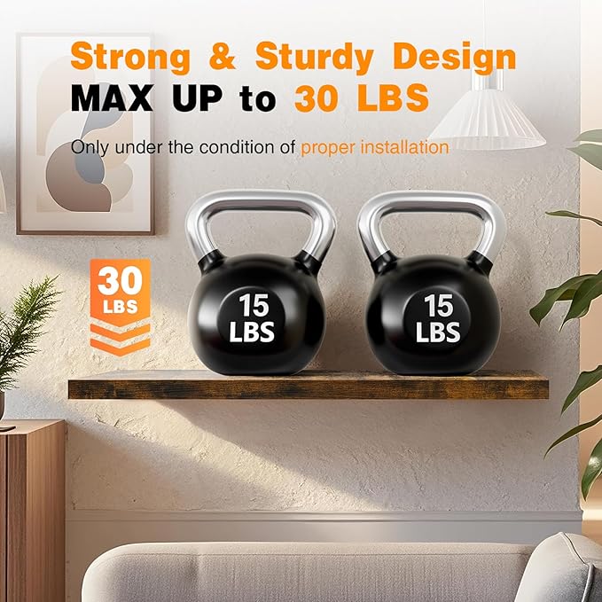 BAYKA Floating Shelves, 36 inches Long Wall Mounted Rustic Wood Shelves for Bathroom, Bedroom, Living Room, Kitchen, Office, Hanging Shelf for Books/Storage/Decor(Rustic Brown,Set of 2)