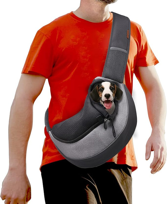 FDJASGY Pet Sling Carrier for Small Dogs Cats,Breathable Mesh Travelling Hand Free Puppy Backpack with Pouch and Adjustable Strap Carrier