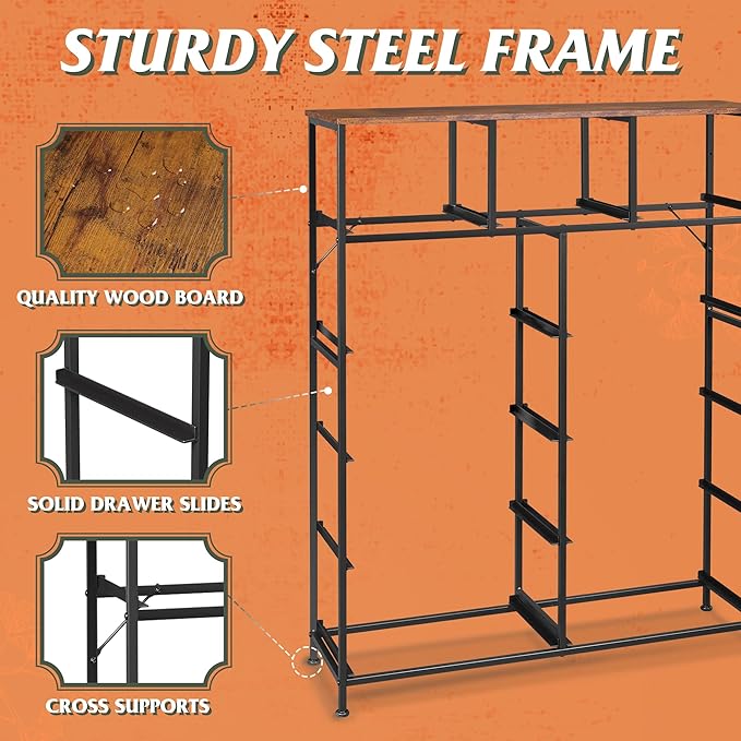 WLIVE Storage Organizer Unit with 11 Fabric Bins, Storage Drawers Organizer with Steel Frame, Tall Storage Tower Organizaton for Living Room, Hallway, Office, Floral Painted