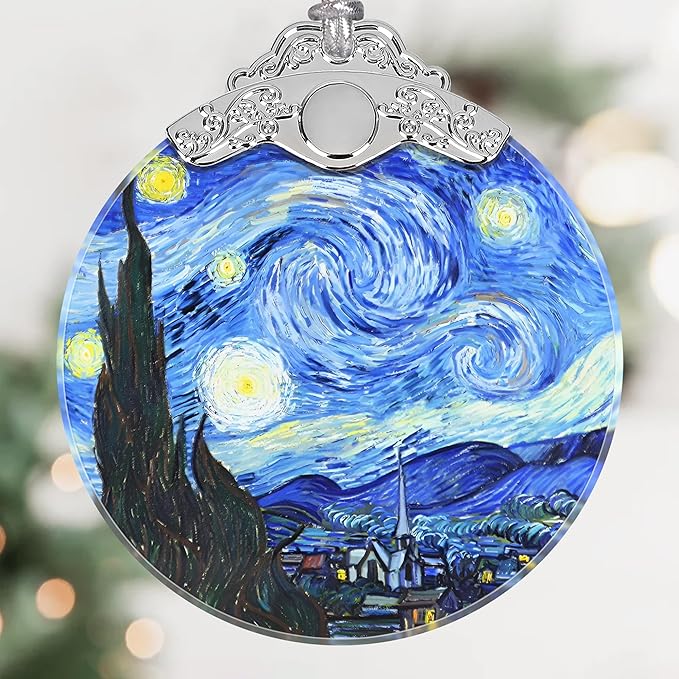Starry Night Christmas Ornament - Stained Glass Hanging Decoration Idea
