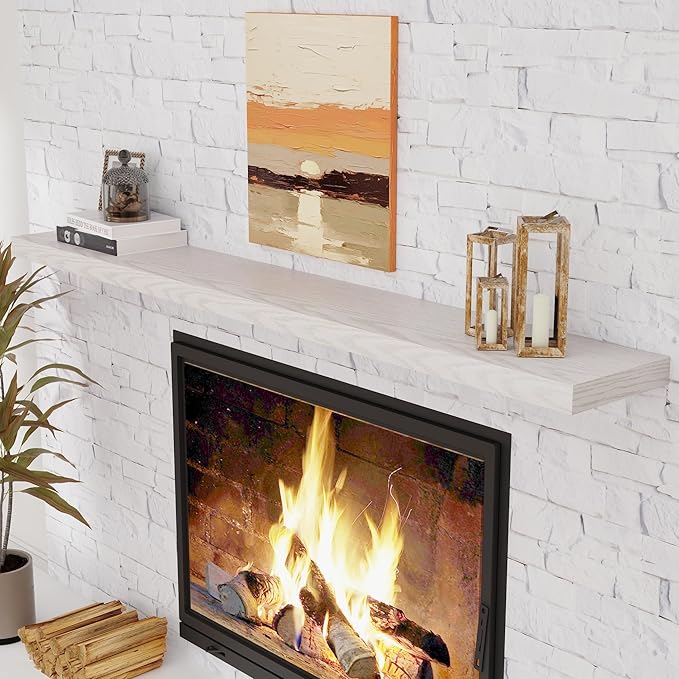 Fun Memories 72 Inch Floating Shelves for Wall, 72x9.3 Large Floating Shelf for Bedroom, Kitchen, Bathroom, Wall Mounted Rustic Wood Shelves with Invisible Bracket for Books, Decor, Brich