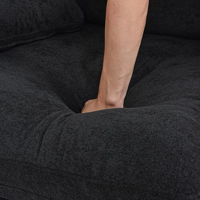 Cloud Couch Modular Sectional Sofa with 2 Storage Ottomans,160.6" U Shaped Couch,6 Seater Minimalist Wide Deep Seat Convertible Couches, Covers Washable&Replaceable,Black