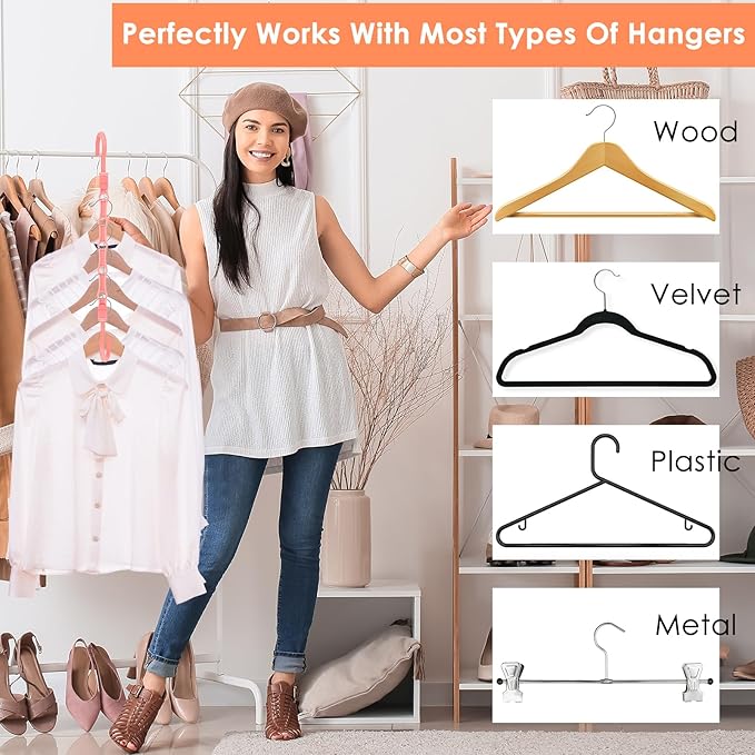 College Dorm Room Essentials, Closet Organizers and Storage, Magic Hangers Space Saving with 5 Holes for Wardrobe, Premium Smart Plastic Clothes Hanger, Organization Home Apartment Essentials, 24 Pack