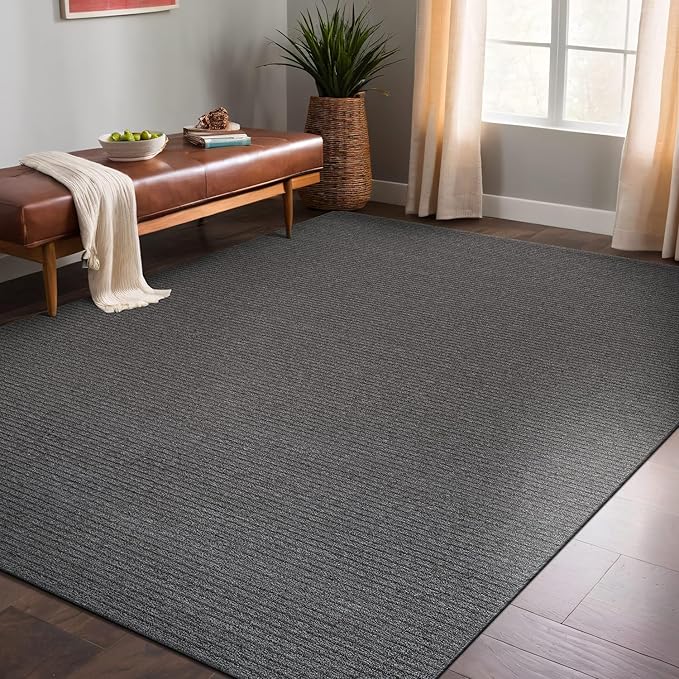 Non Slip Gray Solid Rubber Back Thing Rug for Living Room 6x9 Area Rugs for Kitchen, Rugs for Bedroom, Stain Resistant Easy Cleaning Non Shedding Carpet Gray 6 x 9
