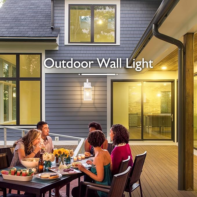 BesLowe 2-Pack Outdoor Wall Light Fixtures, Exterior Lighting Fixtures Wall Mount, Waterproof Porch Lights Outdoor Wall Sconces Lanterns, Modern Outside Lights for House Front Door Garage, White