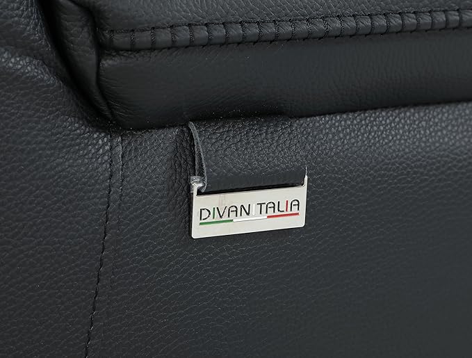 Blackjack Furniture Venice Top Grain Italian Leather Power Recliner Chair with Adjustable Headrest Modern Luxury Seating for Living Room Lounge, Black