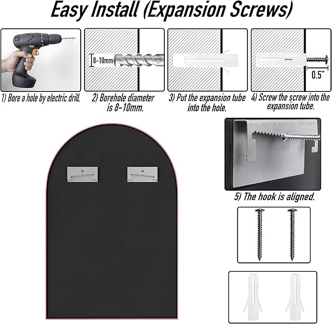 30x20 Arch Mirror Full Length Wall Mounted Hanging or Against Wall Metal Aluminium Alloy Frame Dressing Mirrors for Entryway Bedroom Bathroom Living Room 30 20 inch Rosegold Rose Gold