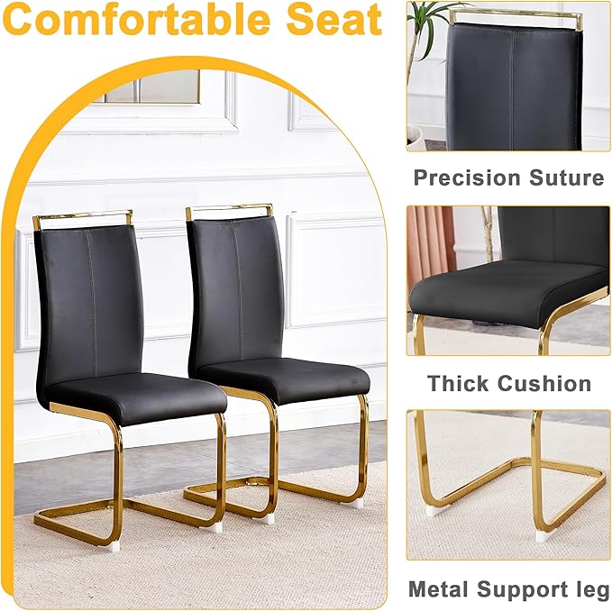 36" Round Glass Dining Table Set for 4 With Stainless Steel Leg, Small Kitchen Table With Cushion Chairs, 5 Piece Space Saving Set