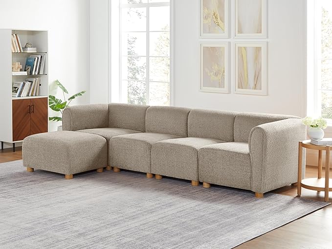 VANOMi Oversized Modular Sectional Sofa, L Shaped Sectional Couches for Living Room, 5 Seats Modular Sofa with Reversible Chaises, Camel