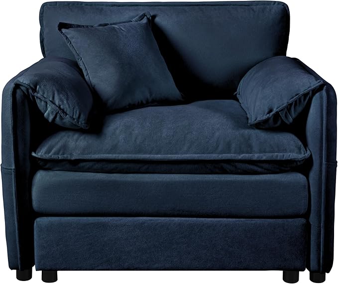 41.73" Oversized Sofa Chair, Chenille Modern Upholstered Armchair, Modular Sectional Sofa for Living Room, Deep Seat Reading Sofa for Bedroom Apartment (Blue, 41.73 Inch)