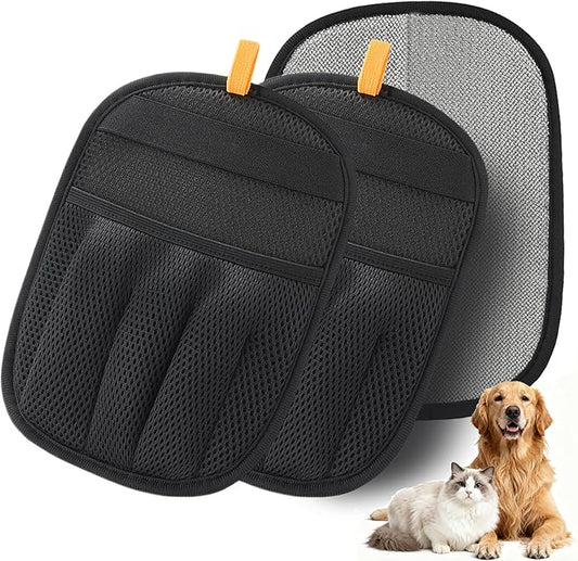 AUBELL Pet Hair Removal Glove for Dogs & Cats,2025 Upgrade Five-Finger Electrostatic Magic Brush,Animal Fur Removal Tool,Reusable Efficient Pet Hair Remover for Couch,Carpet,Clothes（2Pcs,Black）