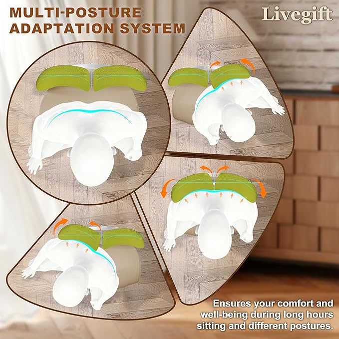 Big and Tall Office Chair 500lbs, Extra Wide 20" Seat and Reinforced Frame, Dual-backrest Ergonomic Desk Chair with Headrest and Flip-Up Arms, High Back Task Chair for Back Pain-Green