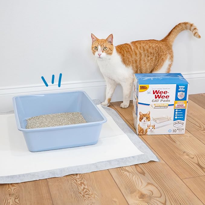 Four Paws Wee-Wee Cat Pee Pads, Disposable Litter Box Mats, Advanced Odor Control, Fast Absorption Box Pee Pads for Litter Tracking, 28" x 30", Fresh Scent, 10 Count