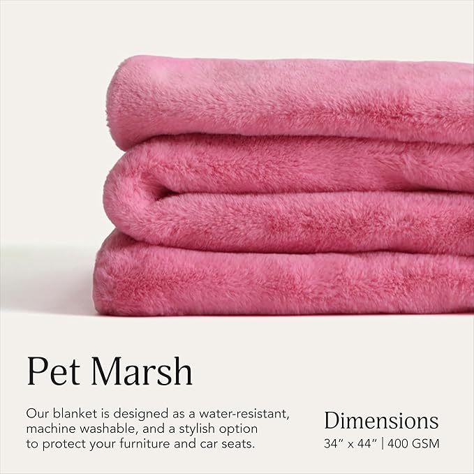 UnHide Lil’ Pet Marsh – Faux Fur Pet Blanket – Extra Soft, Lightweight, Washable Dog Blanket – Comfort and Protection for Couch, Crate, or Bed – Hot Pink