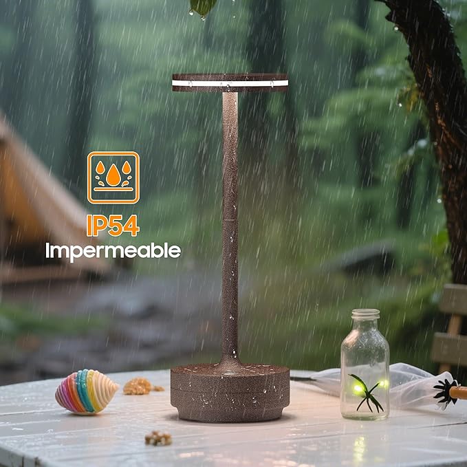 Hapfish 2 Pack Cordless Table Lamps Rechargeable, 5000mAh Battery Powered Lamp, 3 Color Modes, Dimmable, LED Table Lamps for Living Room,Outdoor, Dinner,Patio,Restaurant – Rust