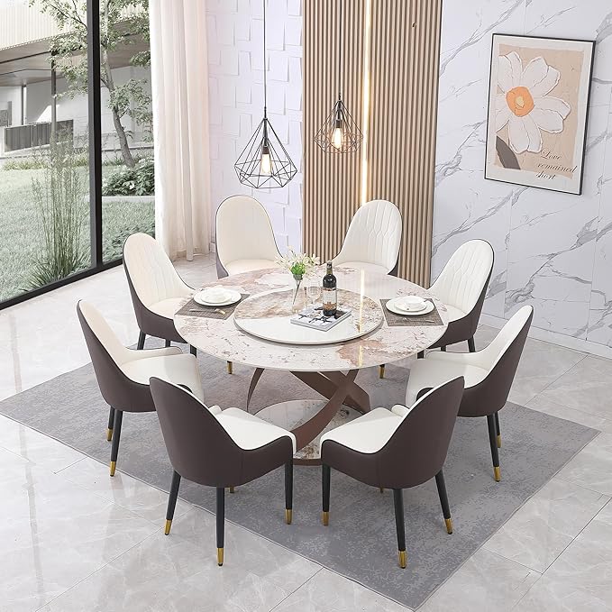 Dining Chairs Set of 2, Modern Faux Leather Dining Metal Legs for Living Kitchen Dining Room