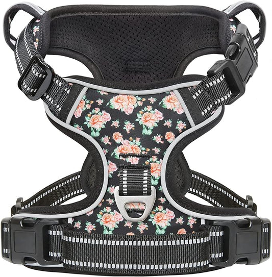 Timos Dog Harness, No-Pull Pet Harness with 2 Leash Clips, 3 Snap Buckles Adjustable Soft Padded Dog Vest, Reflective No-Choke Pet Oxford Vest with Easy Control Handle for Small Medium Large Dogs