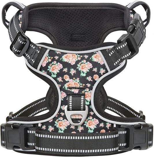 Timos Dog Harness, No-Pull Pet Harness with 2 Leash Clips, Adjustable Soft Padded Dog Vest, Reflective Outdoor Pet Oxford Vest with Easy Control Handle
