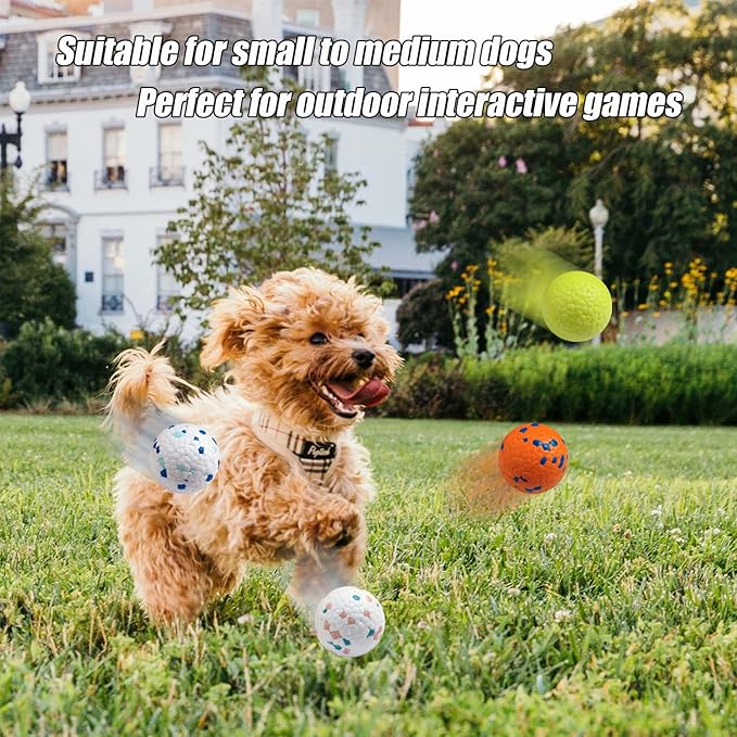 Indestructible Floating Bouncy Dog Balls for Small Breed Puppies - Lightweight, Durable, Odourless - 2.5" (4 Pack)