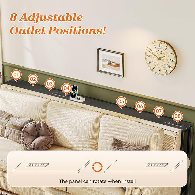 SUPERJARE 79 Inch Sofa Table with 2 Power Outlets and USB-C Ports, 5.9 Inch Narrow Console Table with Storage, Long Entryway Hallway Couch Table Behind Sofa, Small Spaces, Living Room, Black