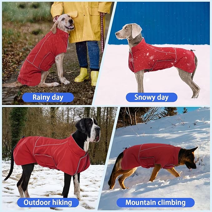 MIGOHI Dog Jacket,3XL Dog Coat Winter,Reflective Fleece Jacket Vest for Large Dogs,Adjustable Winter Coats for Dogs,Pet Coat for Chilly Cold Weather,German Shepherd,Red