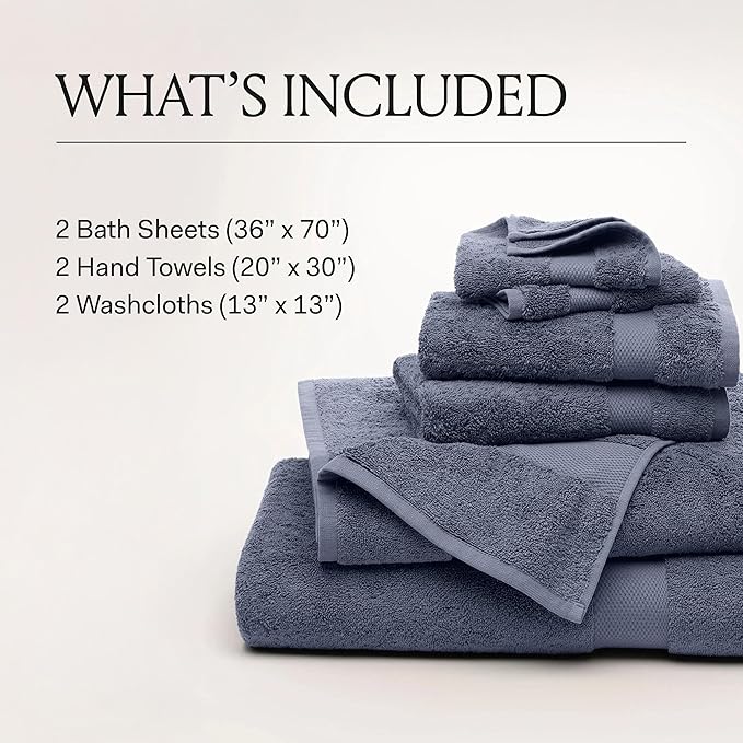 BOLL & BRANCH Plush Bath Sheet Set - Dusty Rose - 6 Piece - Includes 2 Oversized Bath Sheets, 2 Hand Towels & 2 Washcloths - 100% Organic Cotton - Ultra Soft & Luxurious - Quick Absorbing