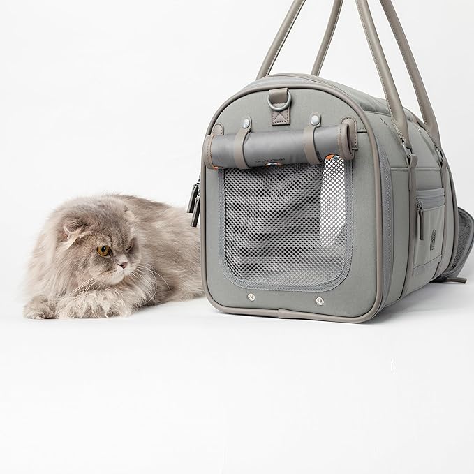 Cat Soft-Sided Carrier, Airlien Compliant, with Ventilation, for Pets Upto 16 lbs (Steel Grey)
