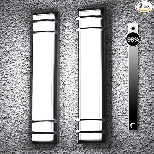Sytmhoe 2Packs 6000K Outdoor Wall Lights, 23.6in LED 10%-100% Dimmable Modern Porch & Patio Wall Light Fixture, Black Exterior Sconce Wall Mounted Lights for Garage Living Room Courtyard House(6000K)
