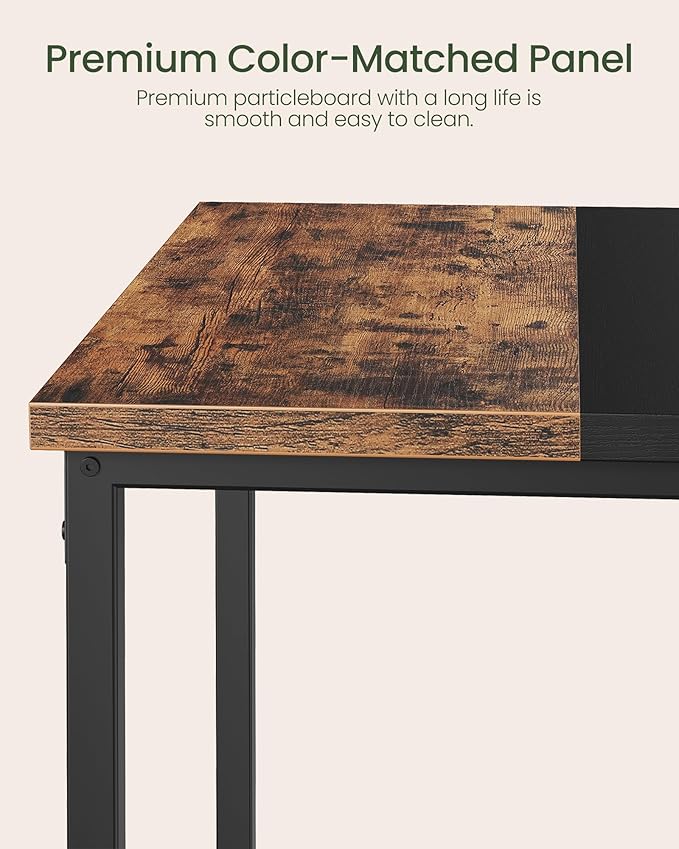 Square Kitchen Dining Table, 29.5'' Dining Table, Small Dining Tables, Writing Desk, Coffee Tables, for Restaurant, Living Room, Apartment, Rustic Brown and Black TCZ02BF